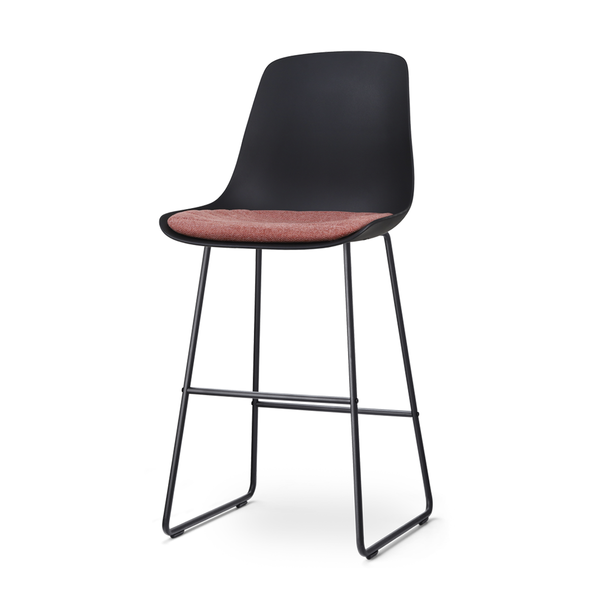 Nolon Nino-Liv Barkruk Zwart - Terracotta Kussen - Zwart Frame - 75 cm