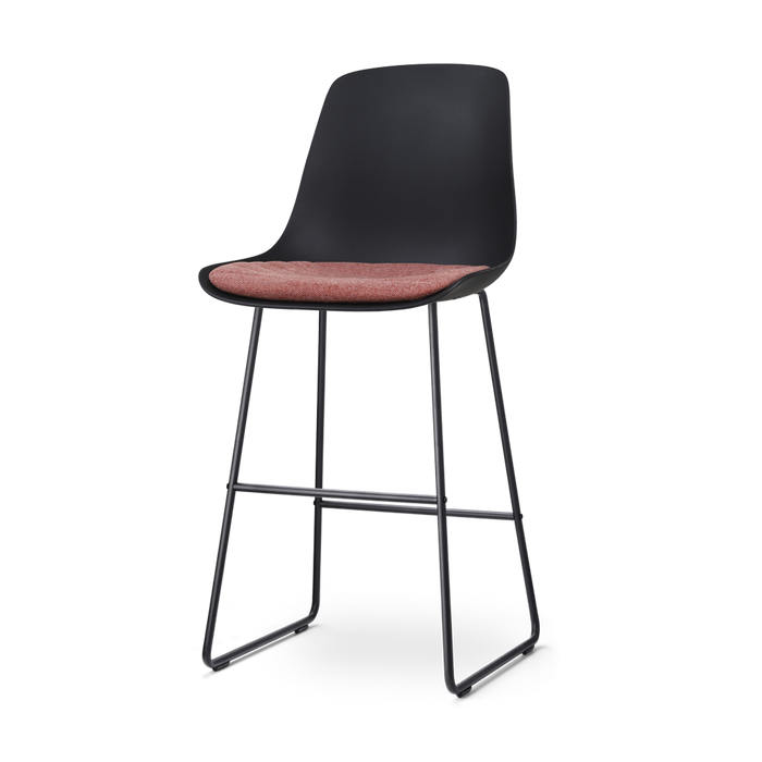 Nolon Nino-Liv Barkruk Zwart - Terracotta Kussen - Zwart Frame - 75 cm