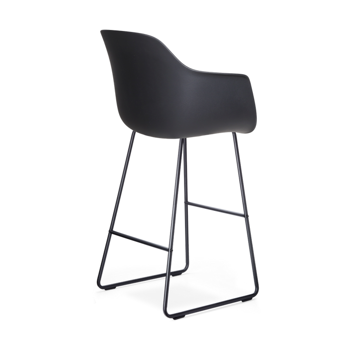 Nolon Nino-Liz Barkruk Zwart - Lichtgrijs Kussen - Zwart Frame - 75 cm