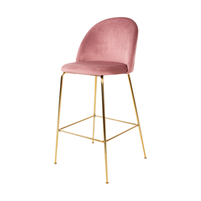 Artichok Aniek barkruk velvet roze - gouden onderstel - 77 cm