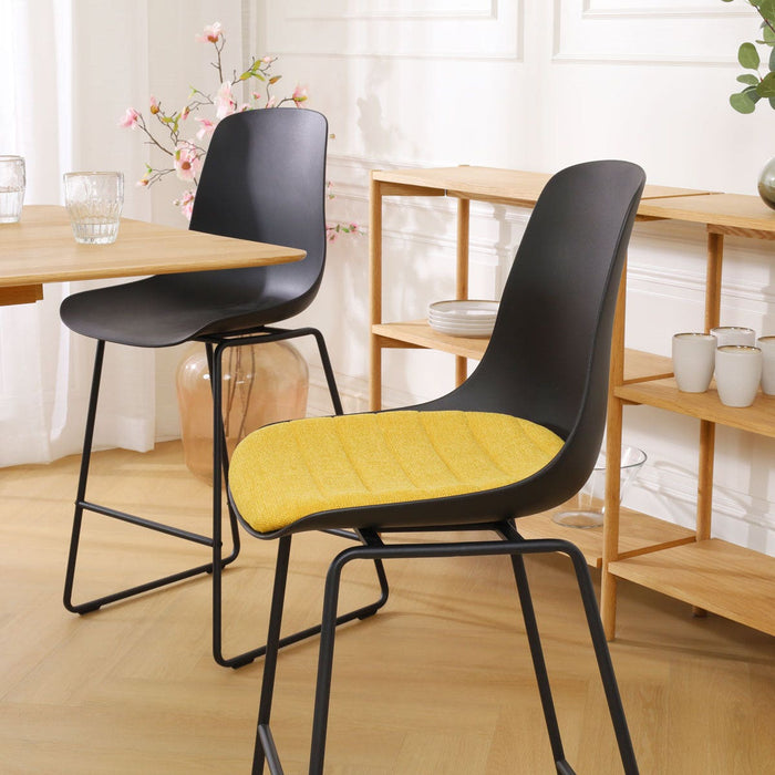 Nolon Nino-Liv Barkruk Zwart - Okergeel Kussen - Zwart Frame - 65cm