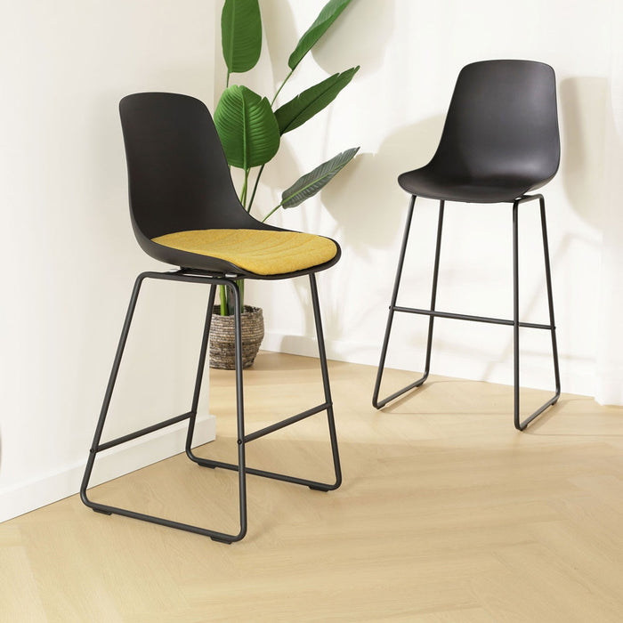 Nolon Nino-Liv Barkruk Zwart - Okergeel Kussen - Zwart Frame - 65cm