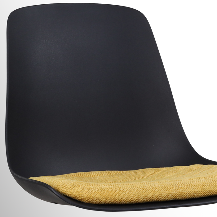 Nolon Nino-Liv Barkruk Zwart - Okergeel Kussen - Wit Frame - 65cm