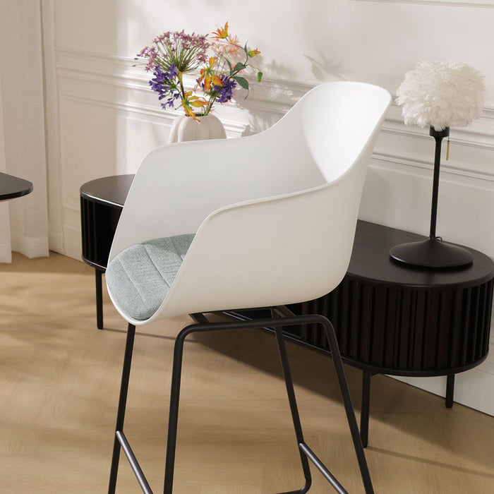 Nolon Nino-Liz Barkruk Wit - Zacht Groen Kussen - Zwart Frame - 65 cm