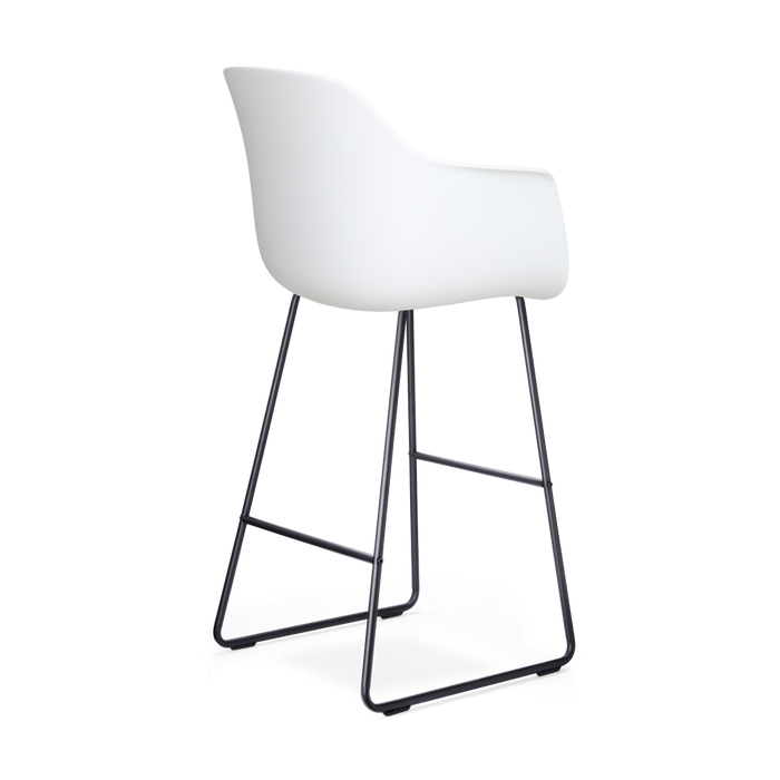 Nolon Nino-Liz Barkruk Wit - Okergeel Kussen - Zwart Frame - 75 cm