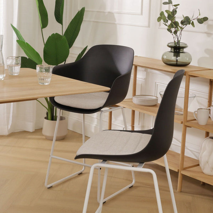 Nolon Nino-Liv Barkruk Zwart - Beige Kussen - Wit Frame - 65cm