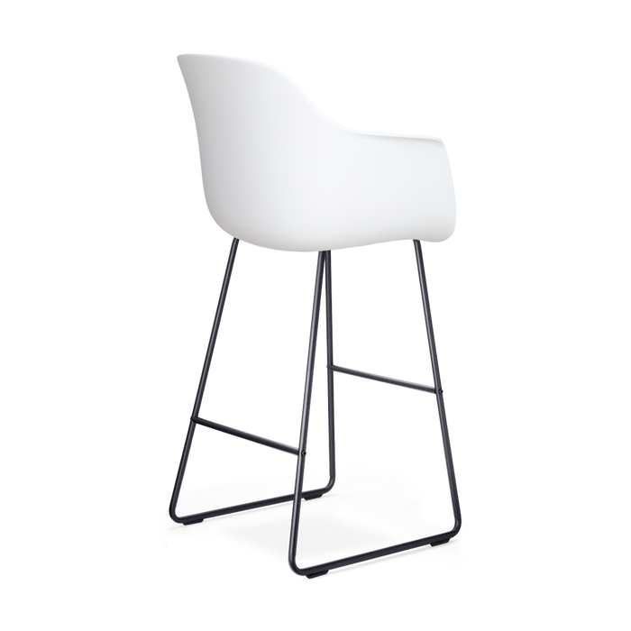 Nolon Nino-Liz Barkruk Wit - Lichtgrijs Kussen - Zwart Frame - 75 cm