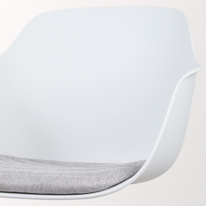 Nolon Nino-Liz Barkruk Wit - Lichtgrijs Kussen - Zwart Frame - 75 cm