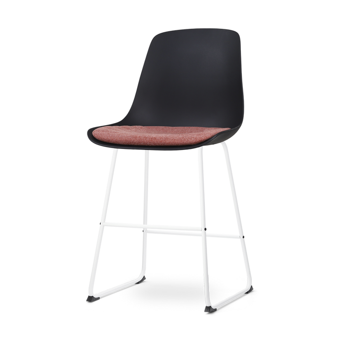 Nolon Nino-Liv Barkruk Zwart - Terracotta Kussen - Wit Frame - 65cm