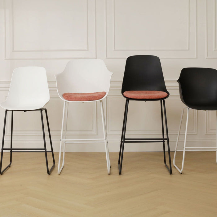 Nolon Nino-Liv Barkruk Zwart - Terracotta Kussen - Wit Frame - 65cm