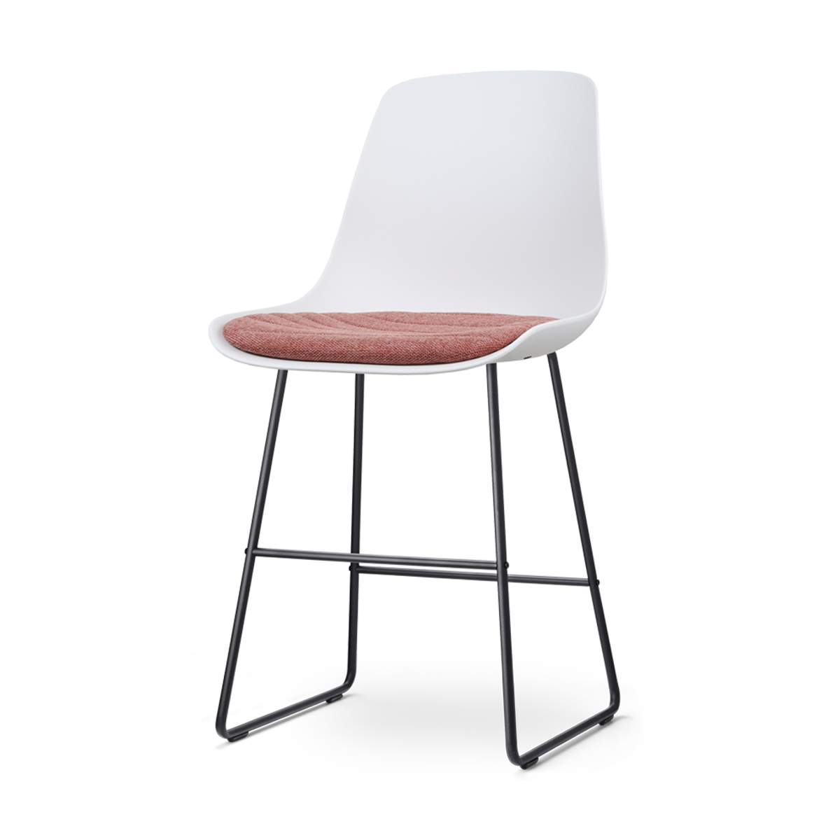 Nolon Nino-Liv Barkruk Wit - Terracotta Kussen - Zwart Frame - 65cm