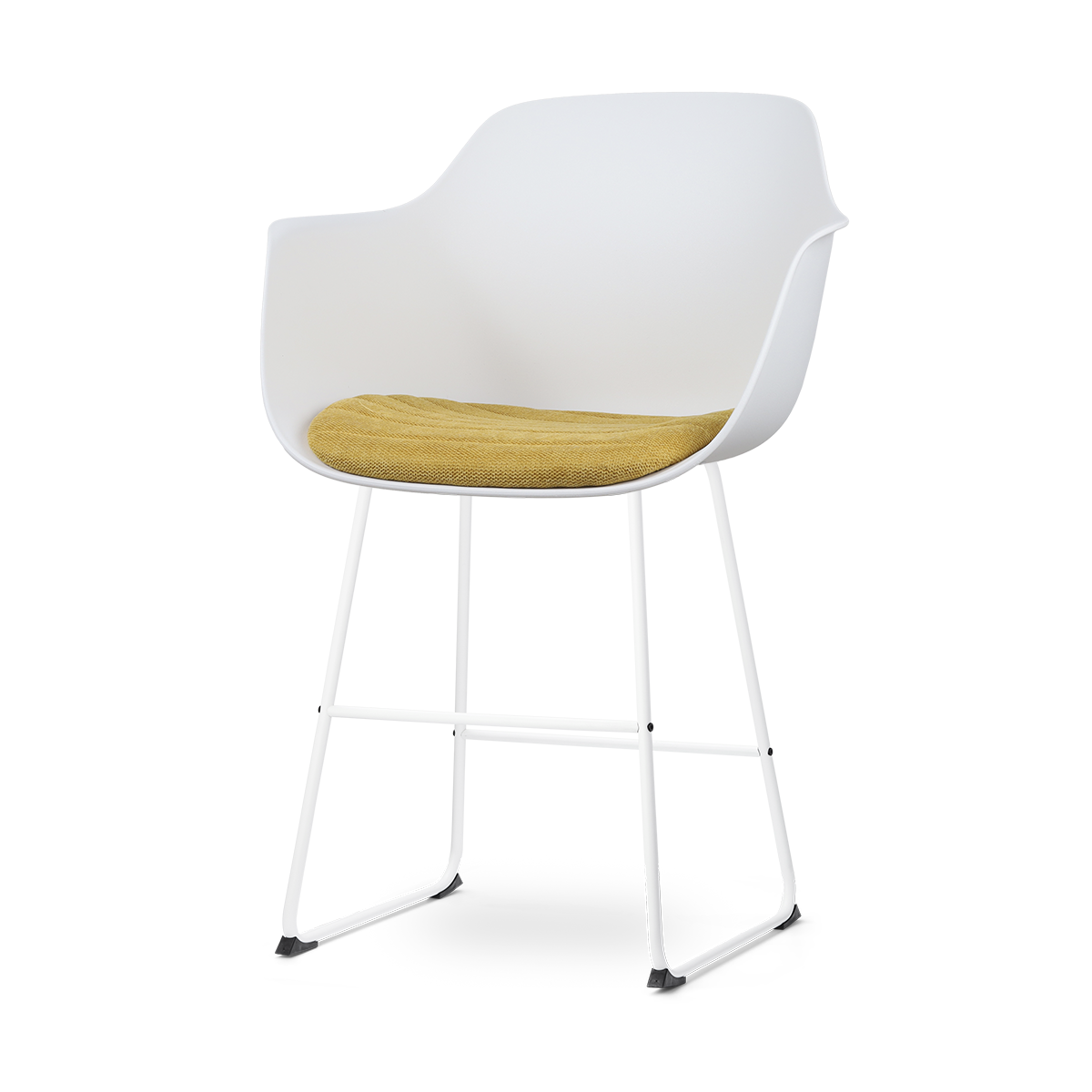 Nolon Nino-Liz Barkruk Wit - Okergeel Kussen - Wit Frame - 65 cm