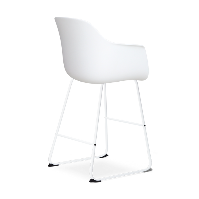 Nolon Nino-Liz Barkruk Wit - Okergeel Kussen - Wit Frame - 65 cm