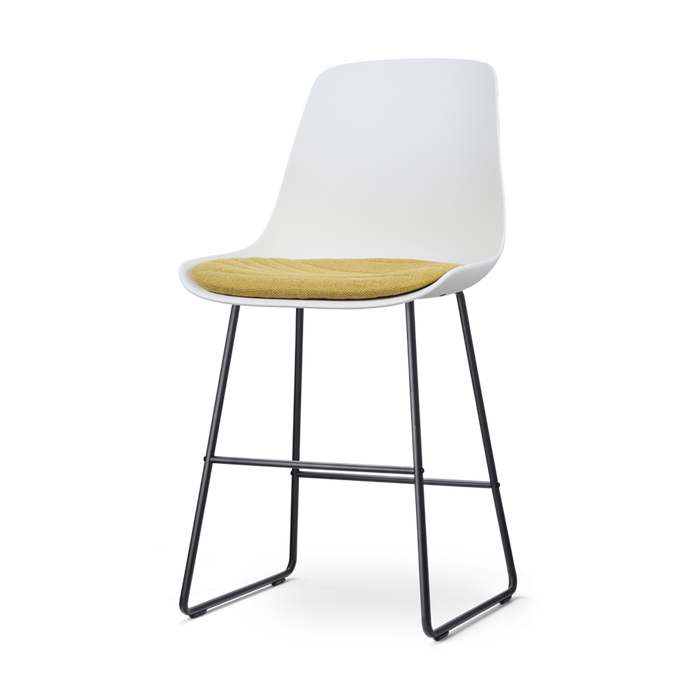 Nolon Nino-Liv Barkruk Wit - Okergeel Kussen - Zwart Frame - 65cm