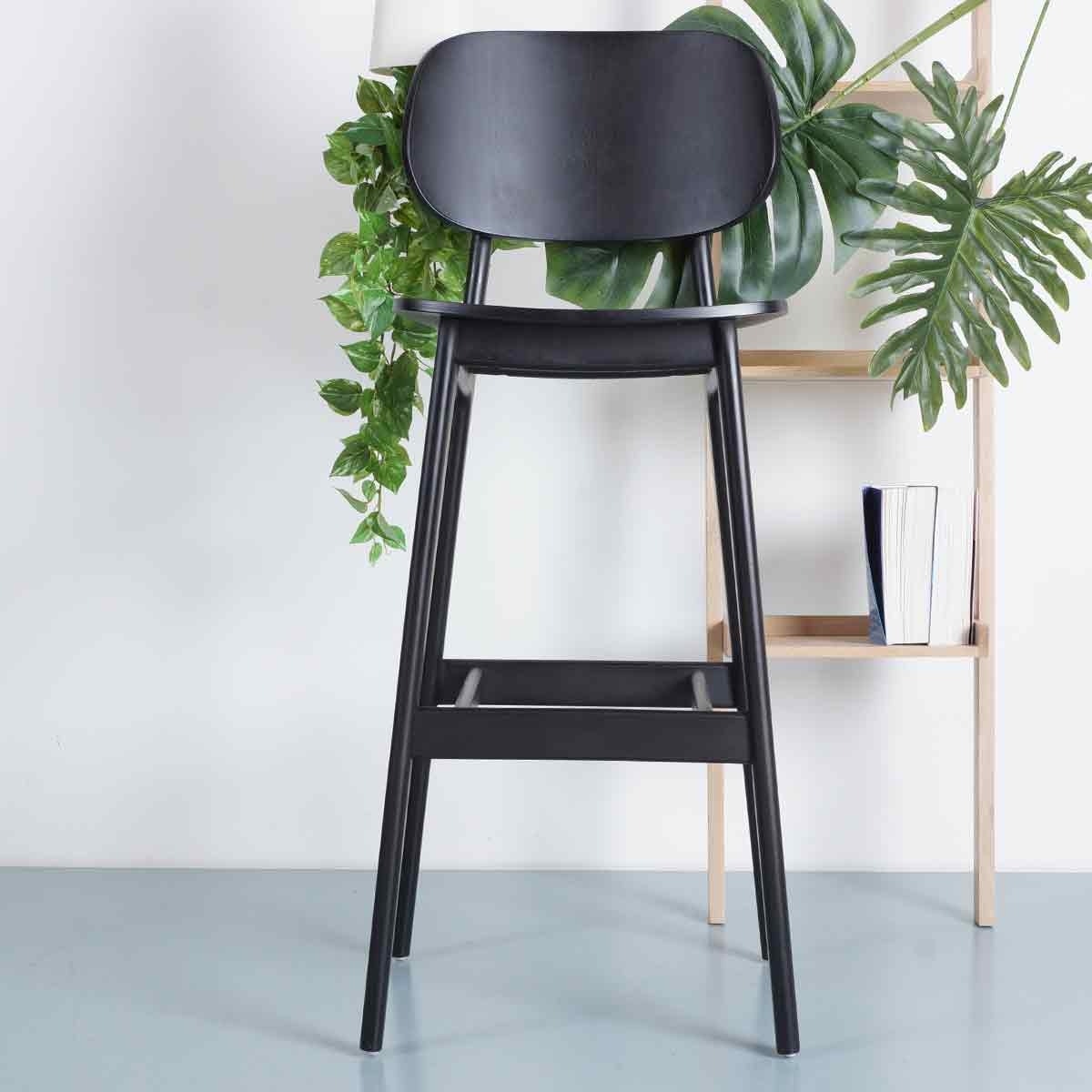 Bosse & Bo Bonn houten barkruk zwart gebeitst - 77 cm