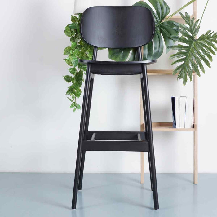 Bosse & Bo Bonn houten barkruk zwart gebeitst - 77 cm