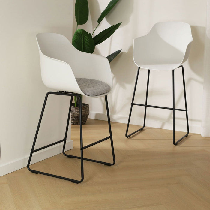 Nolon Nino-Puk Barkruk Wit - Armleunining - Zwart Onderstel - 65 cm