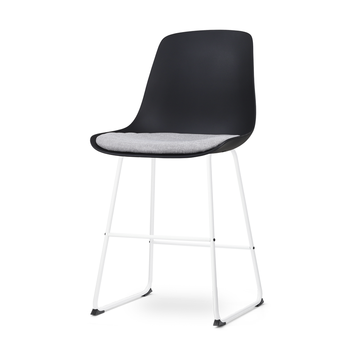 Nolon Nino-Liv Barkruk Zwart - Lichtgrijs Kussen - Wit Frame - 65cm