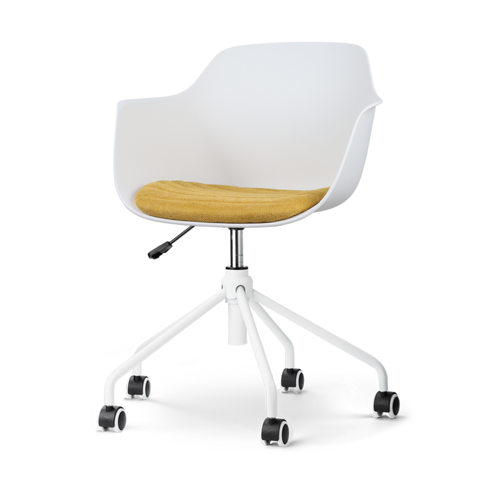 Nolon Nout-Liz Bureaustoel Wit - Okergeel Kussen - Wit Onderstel