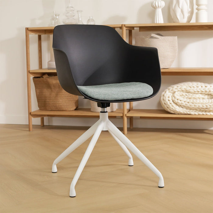 Nolon Nola-Liz Eetkamerstoel Zwart - Zacht Groen - Draaibaar - Wit