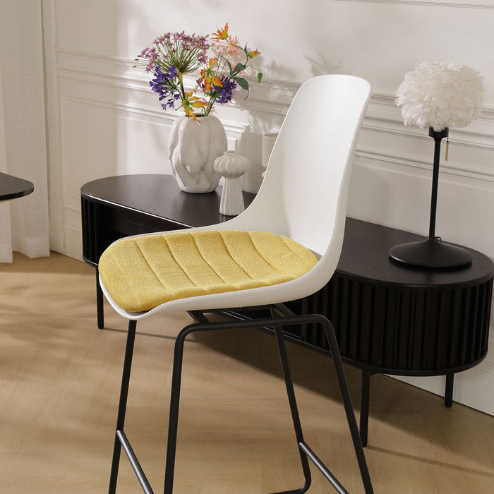 Nolon Nino-Liv Barkruk Wit - Okergeel Kussen - Zwart Frame - 75 cm