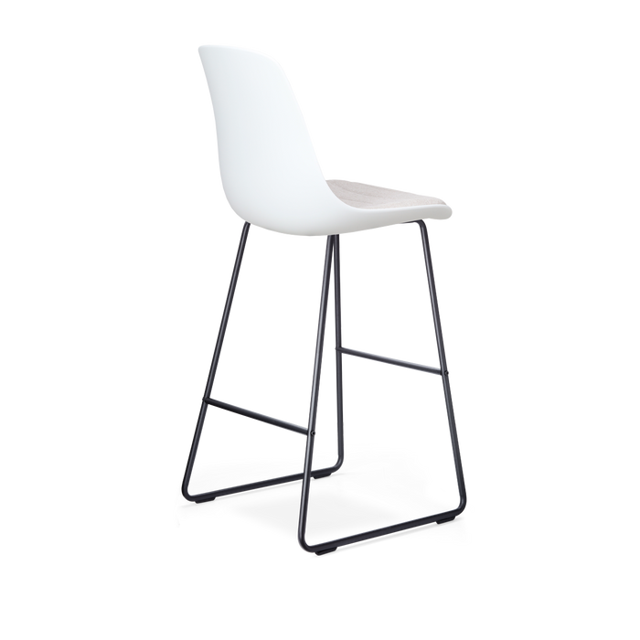 Nolon Nino-Liv Barkruk Wit - Beige Kussen - Zwart Frame - 75 cm