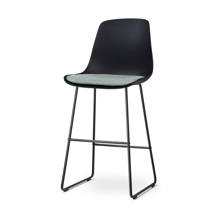 Nolon Nino-Liv Barkruk Zwart - Groen Kussen - Zwart Frame - 75 cm