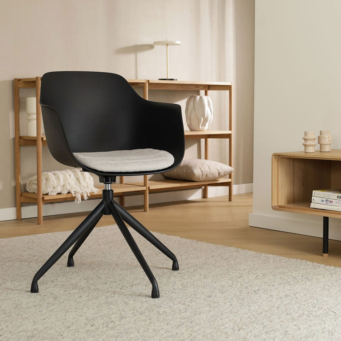 Nolon Nola-Liz Eetkamerstoel Zwart - Beige - Draaibaar - Zwart