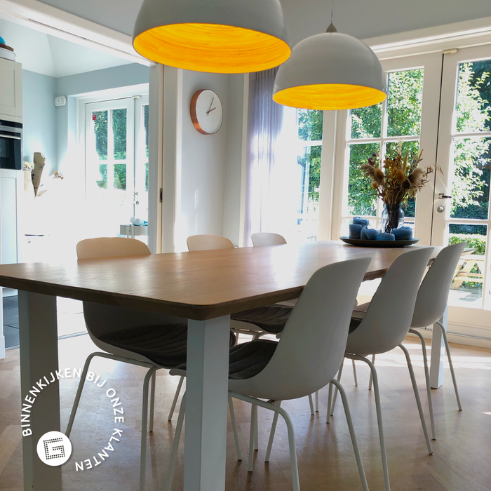 Nolon Nora-Liv Eetkamerstoel Wit - Terracotta Kussen - Zwarte Poten