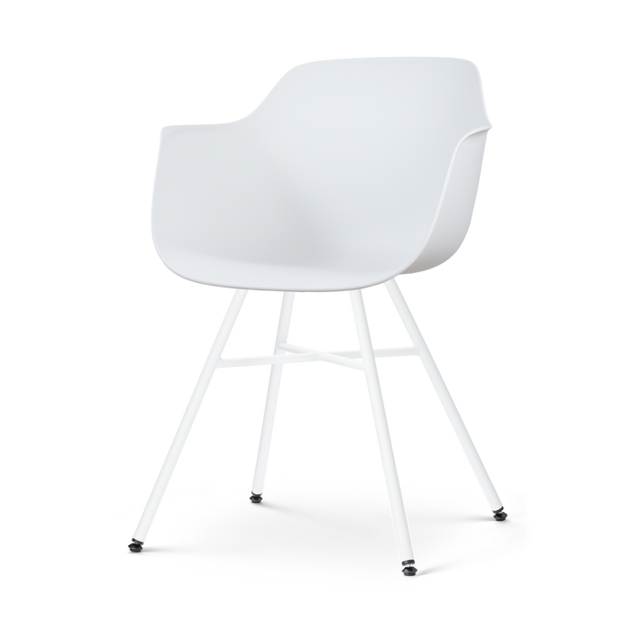 Nolon Noa-Puk Eetkamerstoel Wit - met Armleuning - Wit Onderstel
