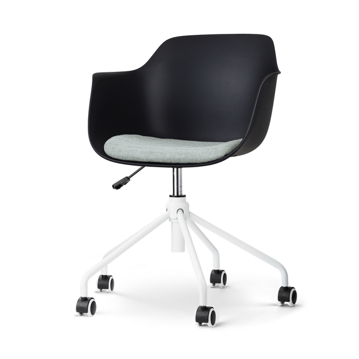 Nolon Nout-Liz Bureaustoel Zwart - Zacht Groen Kussen - Wit Onderstel