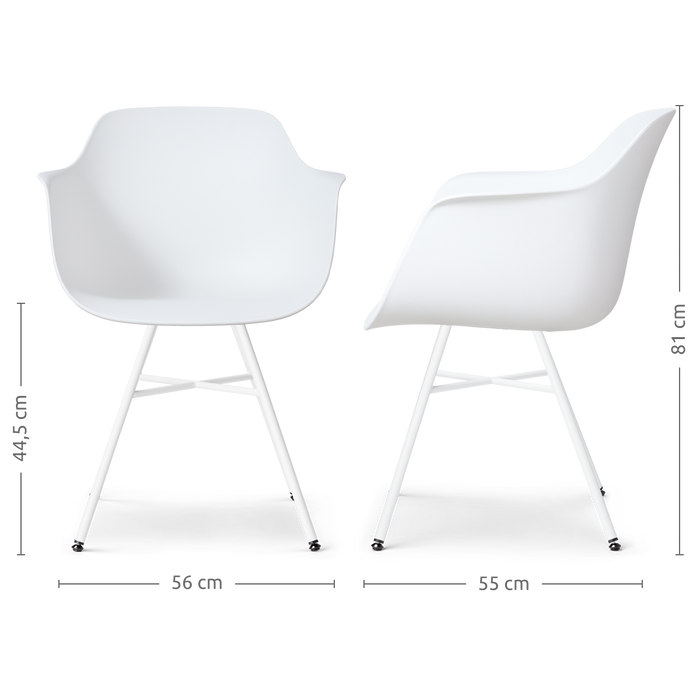 Nolon Noa-Puk Eetkamerstoel Wit - met Armleuning - Wit Onderstel