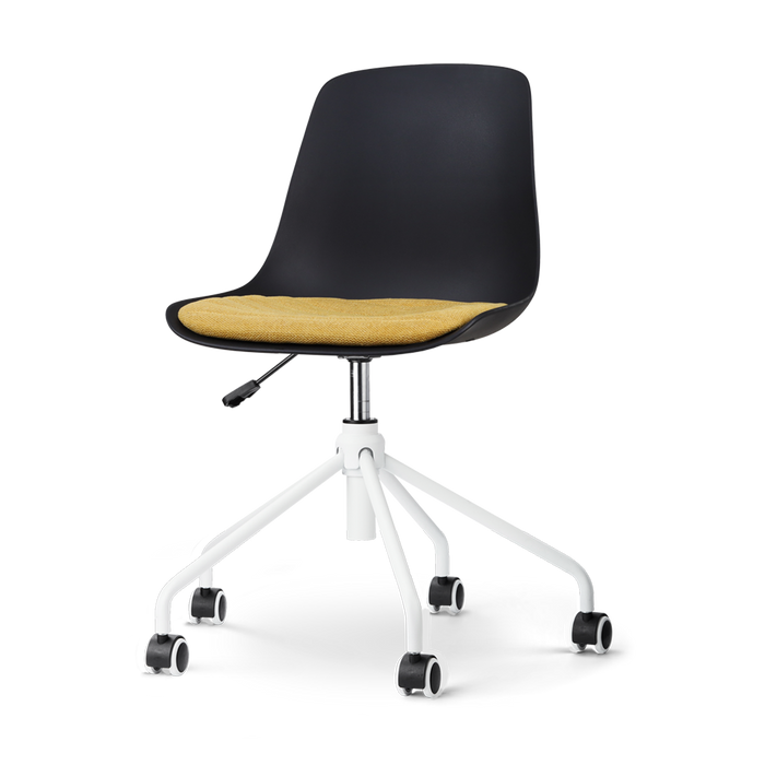 Nolon Nout-Liv Bureaustoel Zwart - Okergeel Kussen - Wit Onderstel