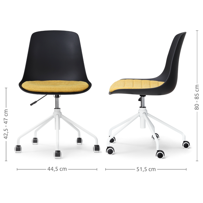 Nolon Nout-Liv Bureaustoel Zwart - Okergeel Kussen - Wit Onderstel