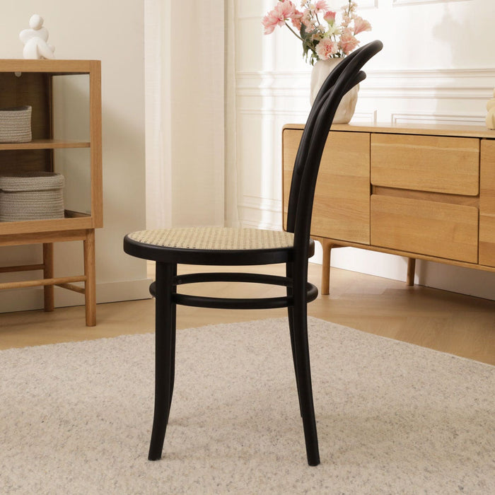 Fameg Vienna Thonet No.14 Houten Bistrostoel Zwart - Rotan Zitting