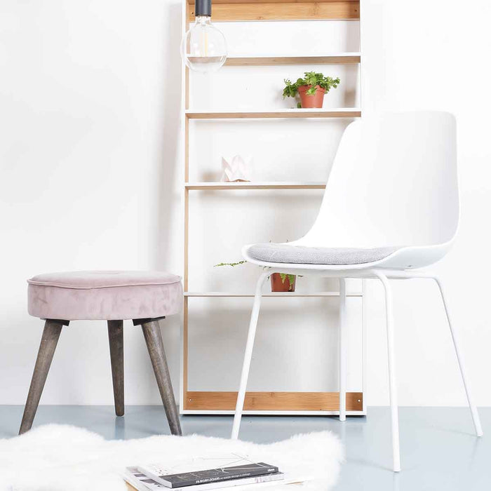 Nolon Nora-Liv Eetkamerstoel Wit - Lichtgrijs Kussen - Witte Poten