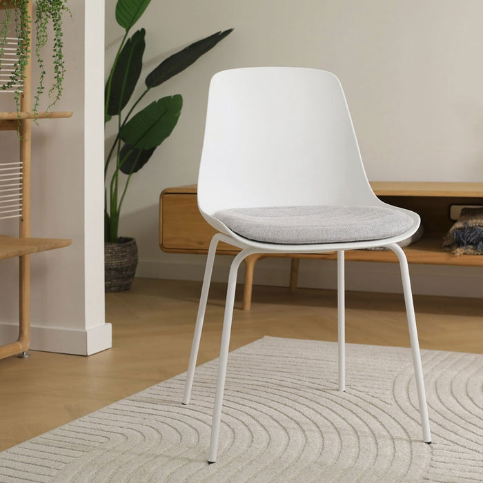 Nolon Nora-Liv Eetkamerstoel Wit - Lichtgrijs Kussen - Witte Poten