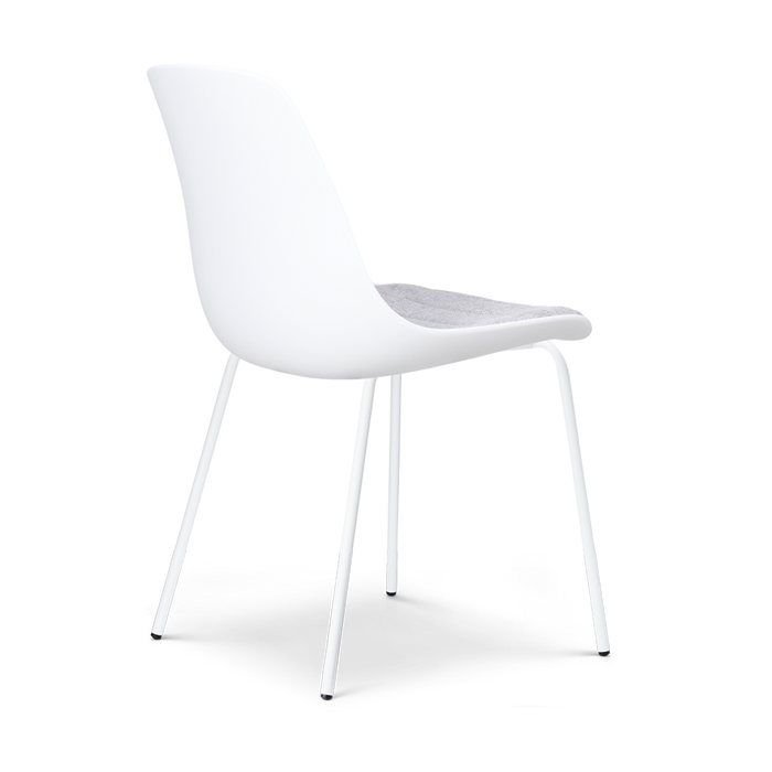 Nolon Nora-Liv Eetkamerstoel Wit - Lichtgrijs Kussen - Witte Poten