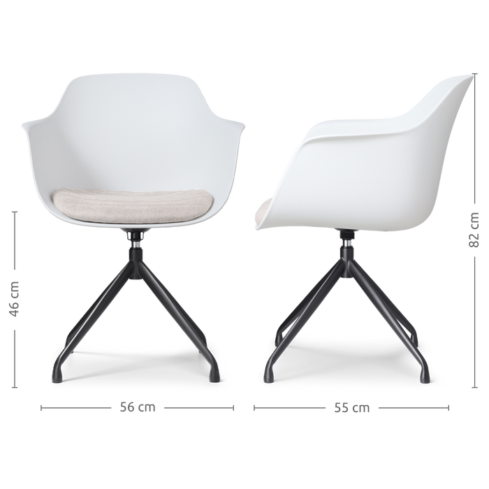 Nolon Nola-Liz Eetkamerstoel Wit - Beige - Draaibaar - Zwart