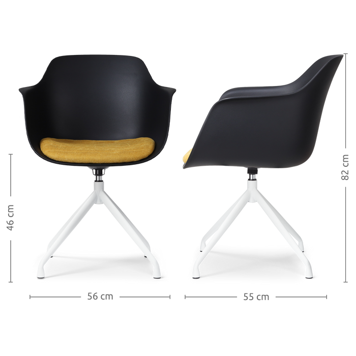 Nolon Nola-Liz Eetkamerstoel Zwart - Okergeel - Draaibaar - Wit