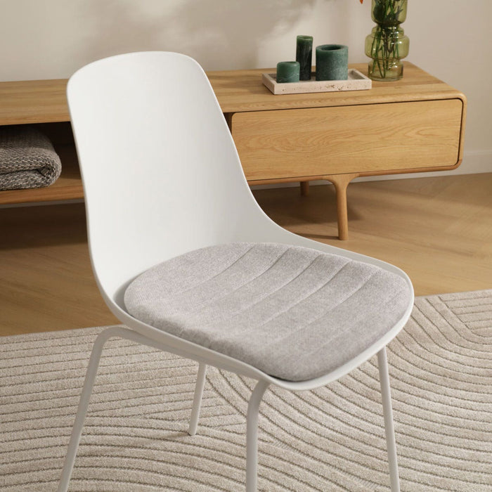 Nolon Nora-Liv Eetkamerstoel Wit - Lichtgrijs Kussen - Witte Poten