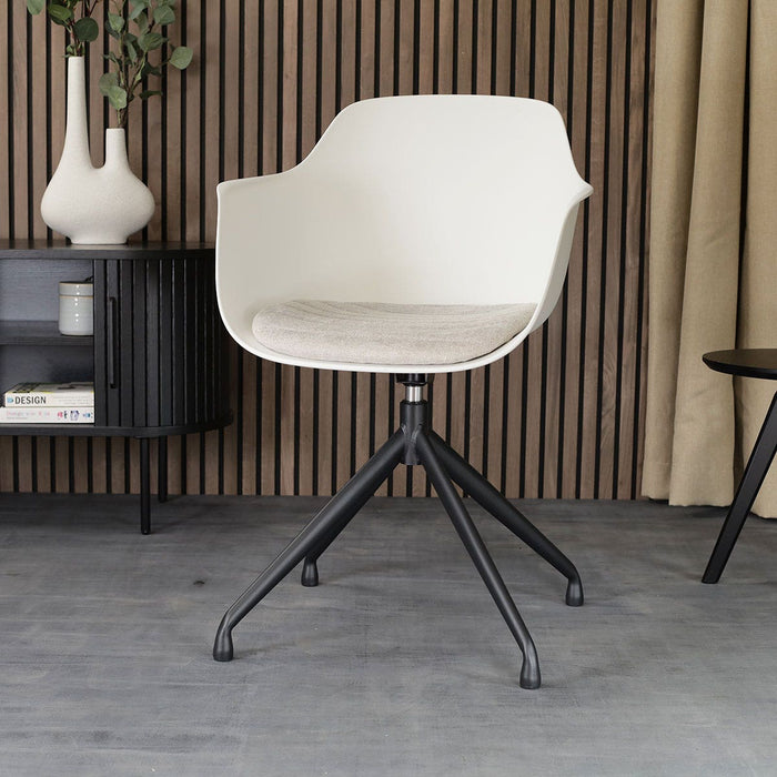 Nolon Nola-Liz Eetkamerstoel Wit - Beige - Draaibaar - Zwart