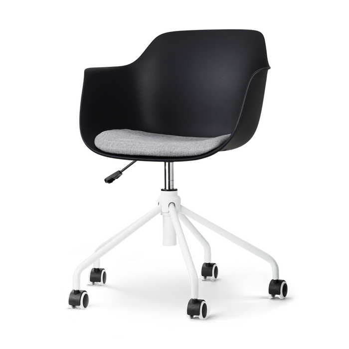 Nolon Nout-Liz Bureaustoel Zwart - Lichtgrijs Kussen - Wit Onderstel