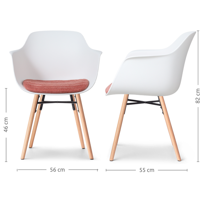 Nolon Nena-Liz Eetkamerstoel Wit - Armleuning - Terracotta Kussen