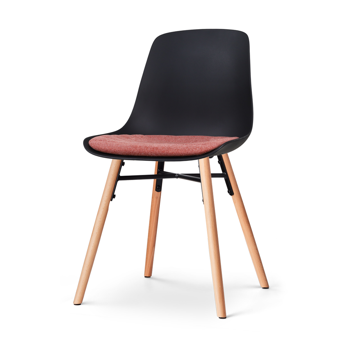 Nolon Nena-Liv Eetkamerstoel Zwart - Terracotta Kussen - Houten Poten