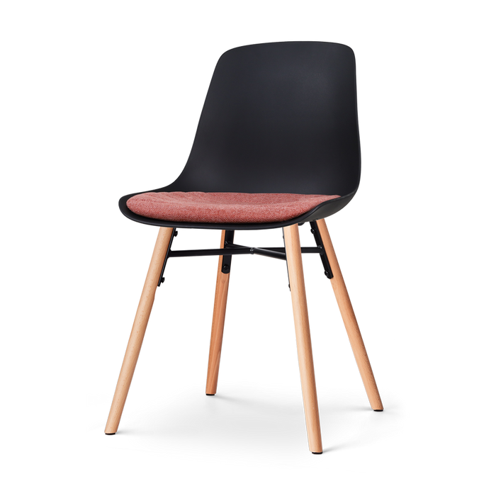 Nolon Nena-Liv Eetkamerstoel Zwart - Terracotta Kussen - Houten Poten