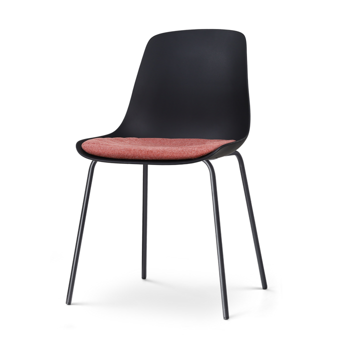 Nolon Nora-Liv Eetkamerstoel Zwart - Terracotta Kussen - Zwarte Poten
