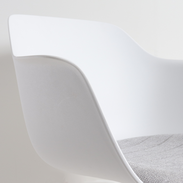 Nolon Noa-Liz Eetkamerstoel Wit - Lichtgrijs Kussen - Zwarte Poten