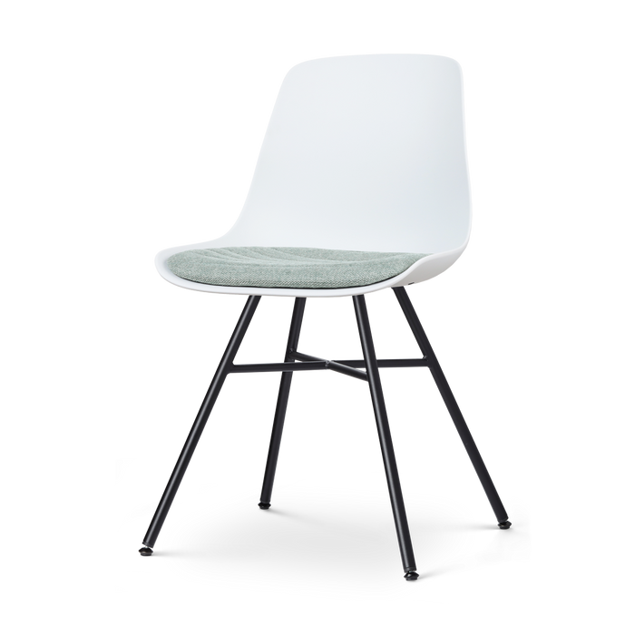 Nolon Noa-Liv Eetkamerstoel Wit - Zacht Groen Kussen - Zwart Onderstel