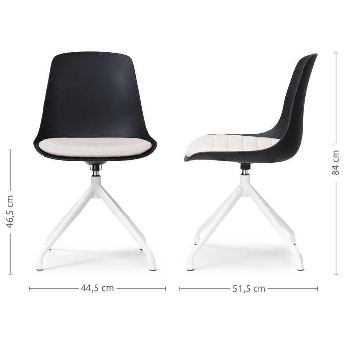 Nolon Nola-Liv Eetkamerstoel Zwart - Beige - Draaibaar - Wit